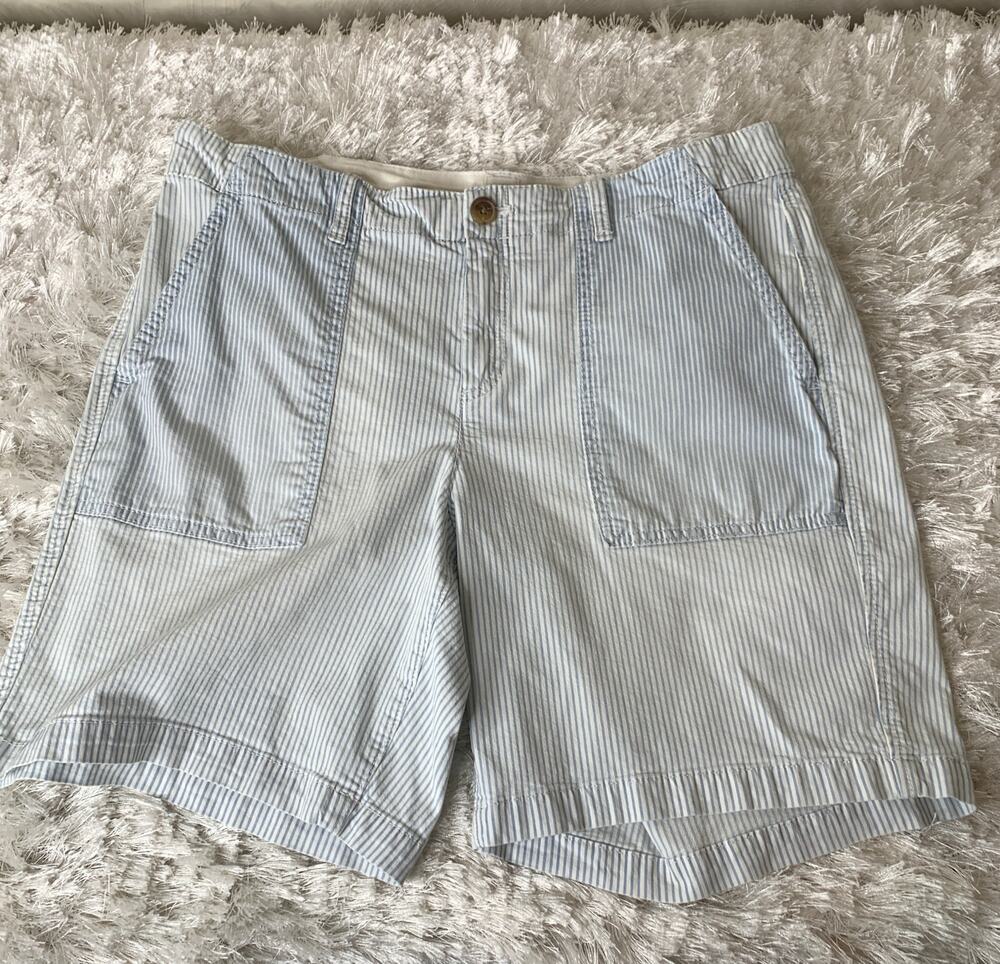 Gap Striped Girlfriend Chino Shorts Patch Pocket Sz 8